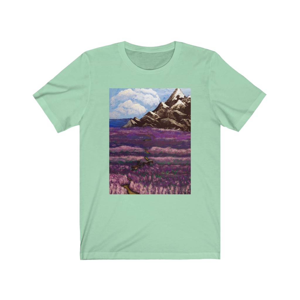 Unisex Jersey Short Sleeve Tee "Crossing the lavender valley" - Image 9