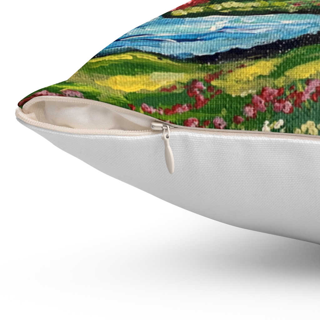 Spun Polyester Square Pillow "Spring in Byron Lake Park" - Image 2