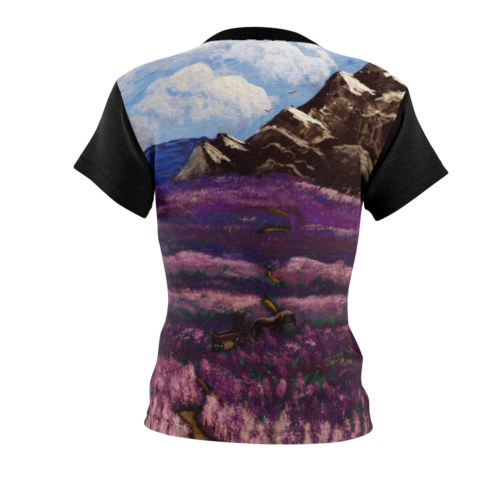 Women's AOP Cut & Sew Tee "Crossing the lavender valley" by Nadia Nevala - Image 2