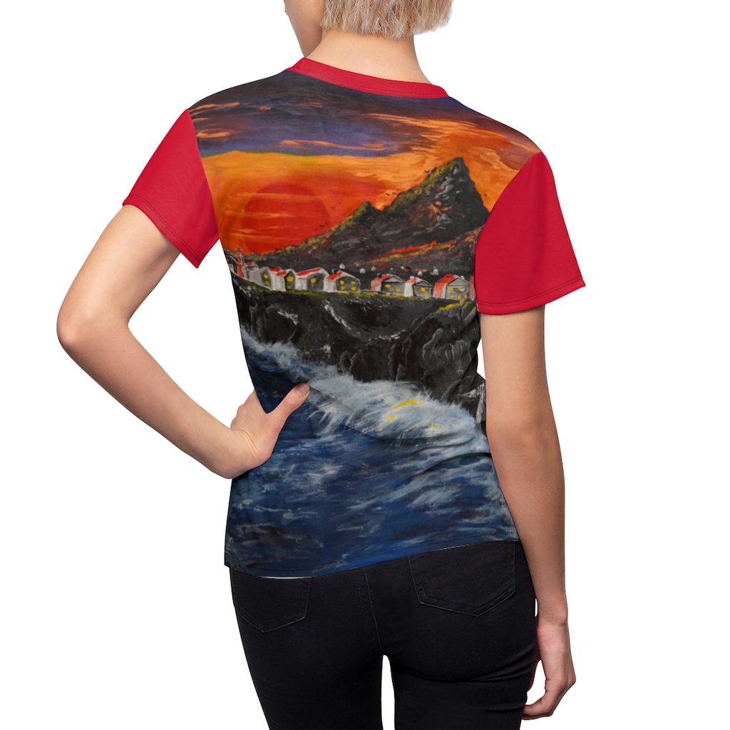 Copy of Women's AOP Cut & Sew Tee "Sunset Coast" by Nadia Nevala - Image 6