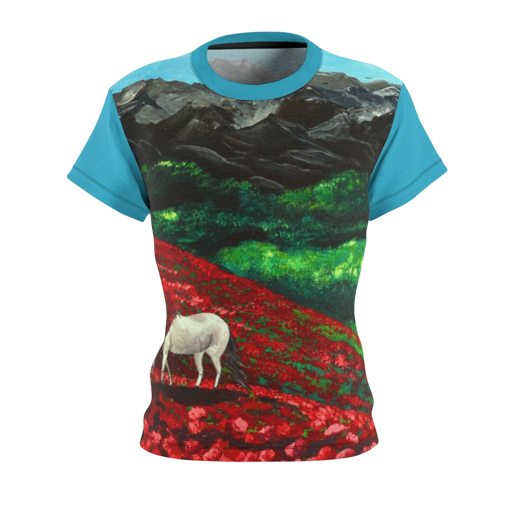 Women's AOP Cut & Sew Tee "Tulip field" by Nadia Nevala - Image 2