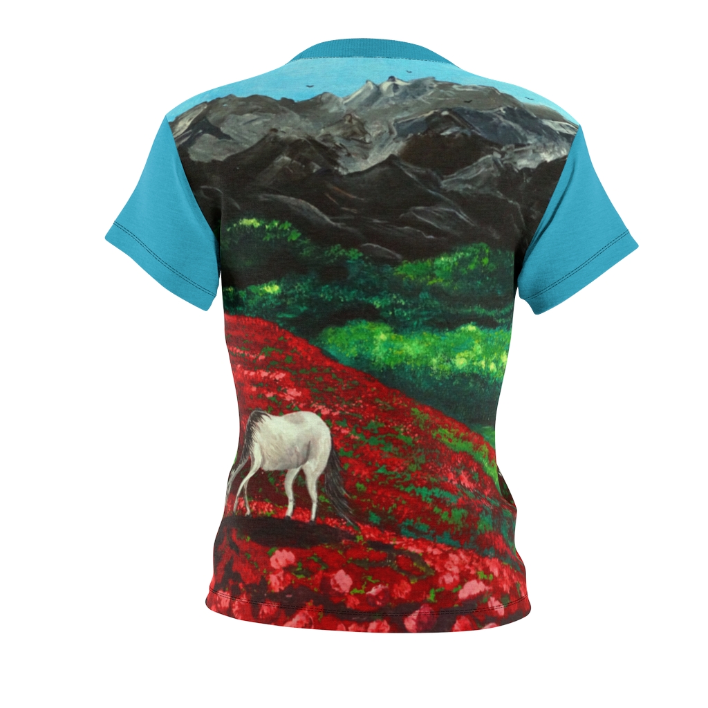 Women's AOP Cut & Sew Tee "Tulip field" by Nadia Nevala - Image 3