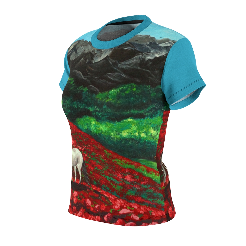 Women's AOP Cut & Sew Tee "Tulip field" by Nadia Nevala - Image 4