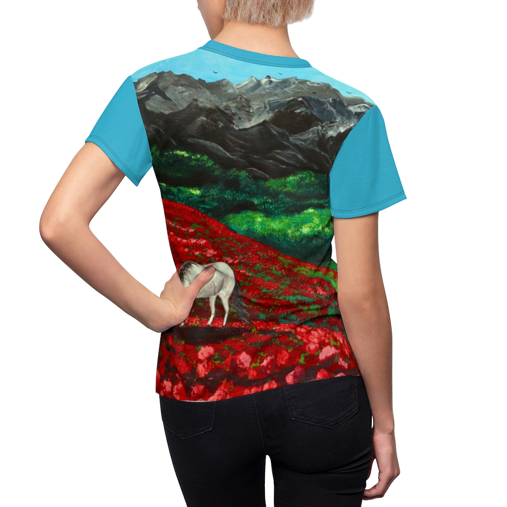 Women's AOP Cut & Sew Tee "Tulip field" by Nadia Nevala - Image 6