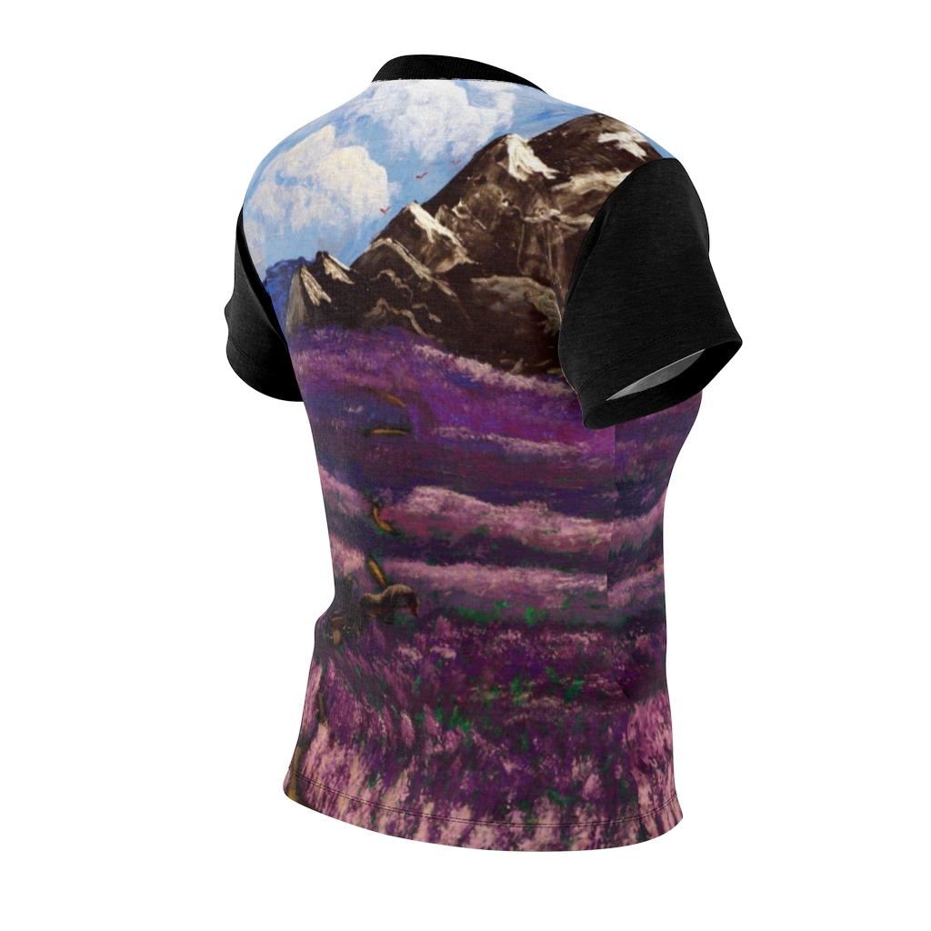 Women's AOP Cut & Sew Tee "Crossing the lavender valley" by Nadia Nevala - Image 4