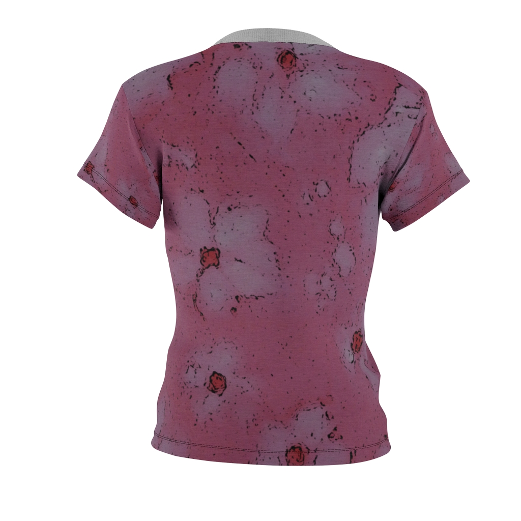 Women's AOP Cut & Sew Tee Pink pattern #2 by Nadia Nevala - Image 3