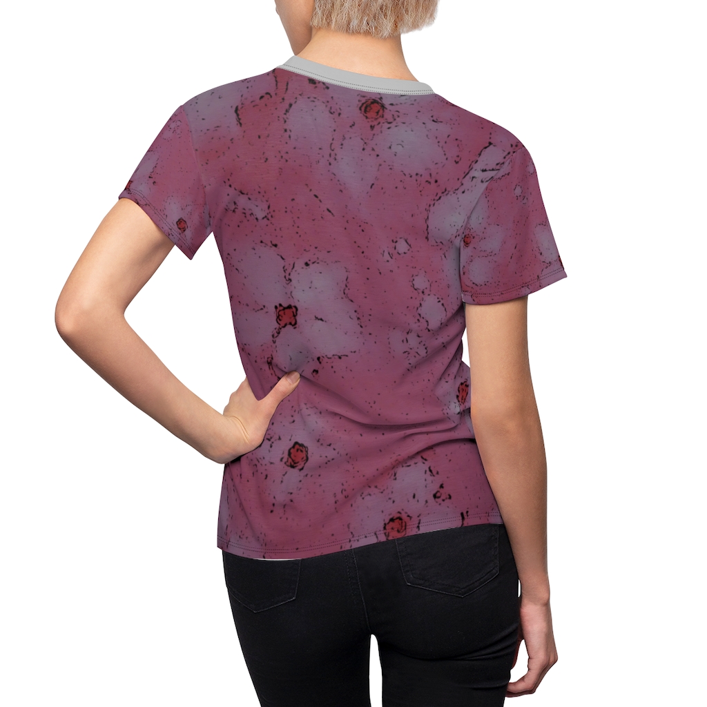 Women's AOP Cut & Sew Tee Pink pattern #2 by Nadia Nevala - Image 6