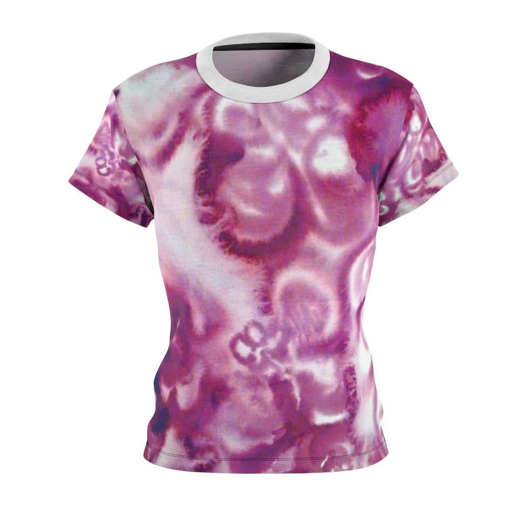 Women's AOP Cut & Sew Tee Pink washed pattern by Nadia Nevala