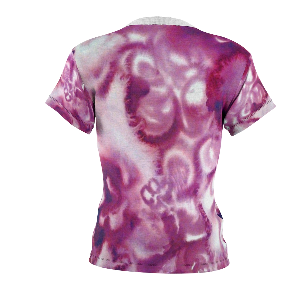 Women's AOP Cut & Sew Tee Pink washed pattern by Nadia Nevala - Image 2