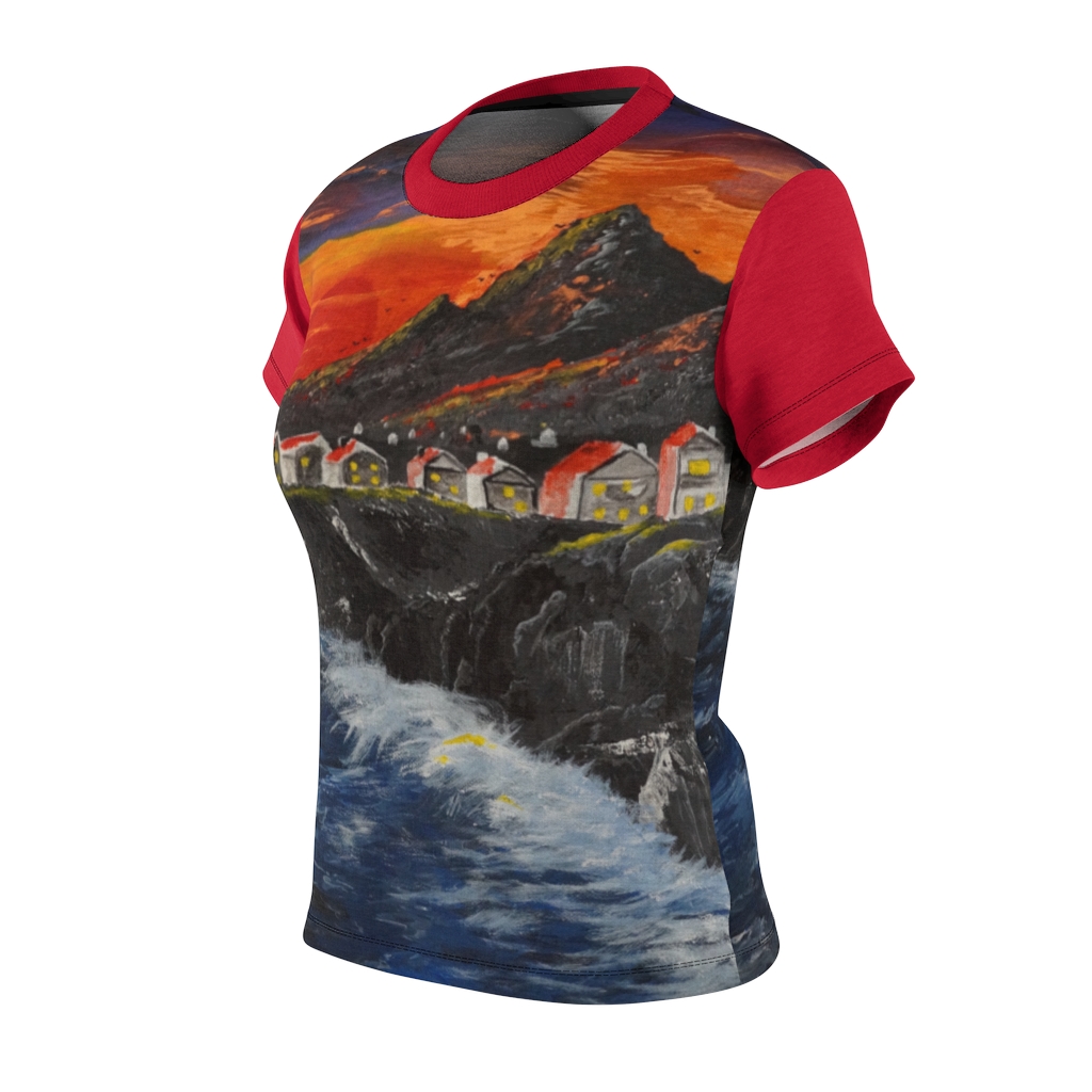 Copy of Women's AOP Cut & Sew Tee "Sunset Coast" by Nadia Nevala - Image 3