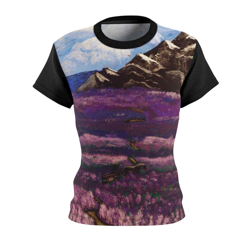 Women's AOP Cut & Sew Tee "Crossing the lavender valley" by Nadia Nevala