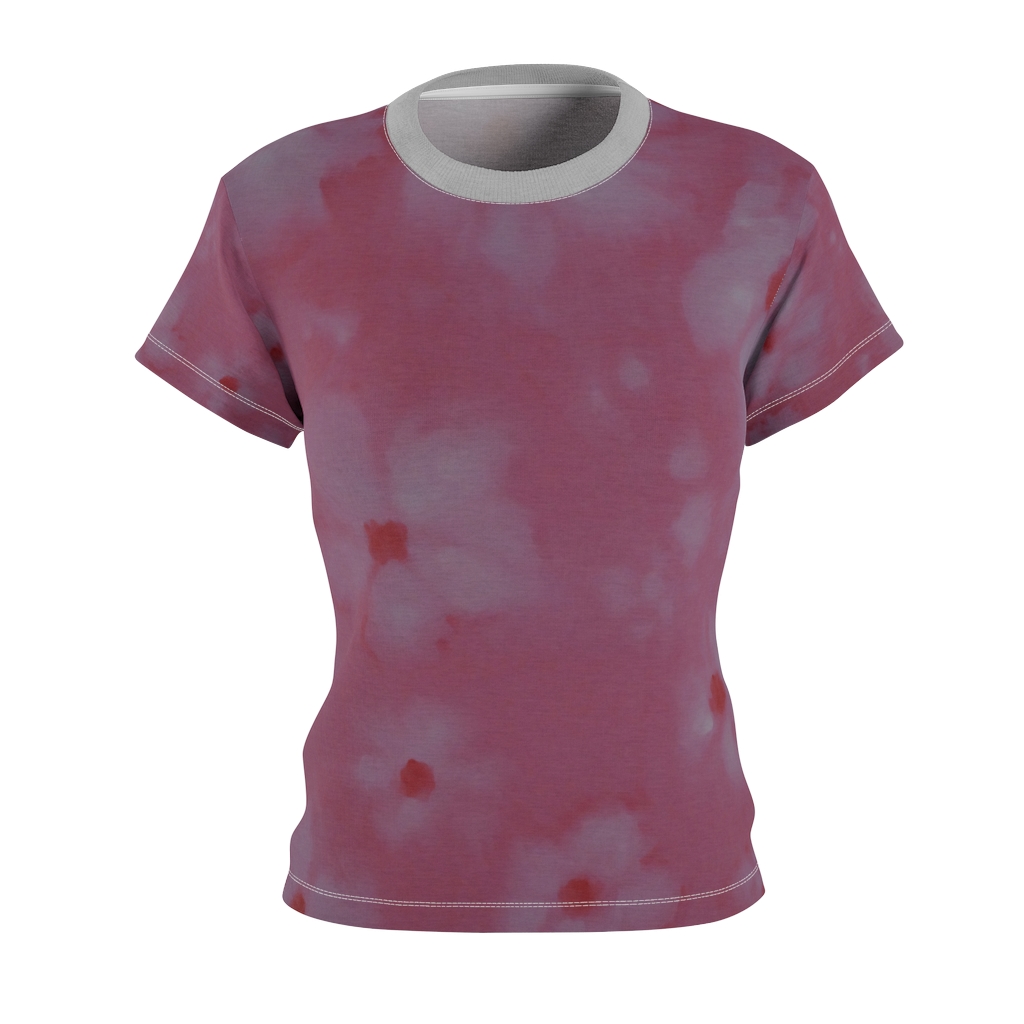 Women's AOP Cut & Sew Tee Pink and grey large flowers by Nadia Nevala - Image 2