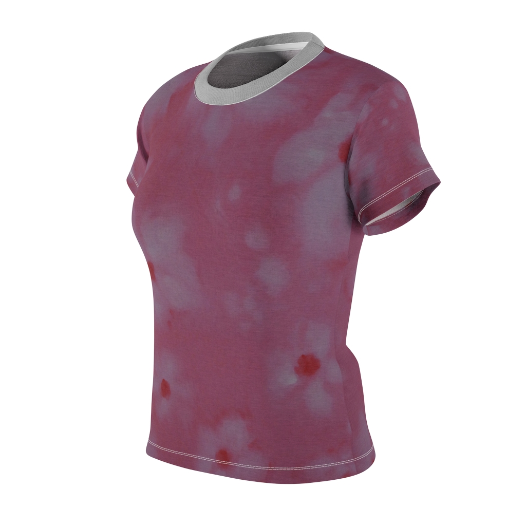 Women's AOP Cut & Sew Tee Pink and grey large flowers by Nadia Nevala - Image 4