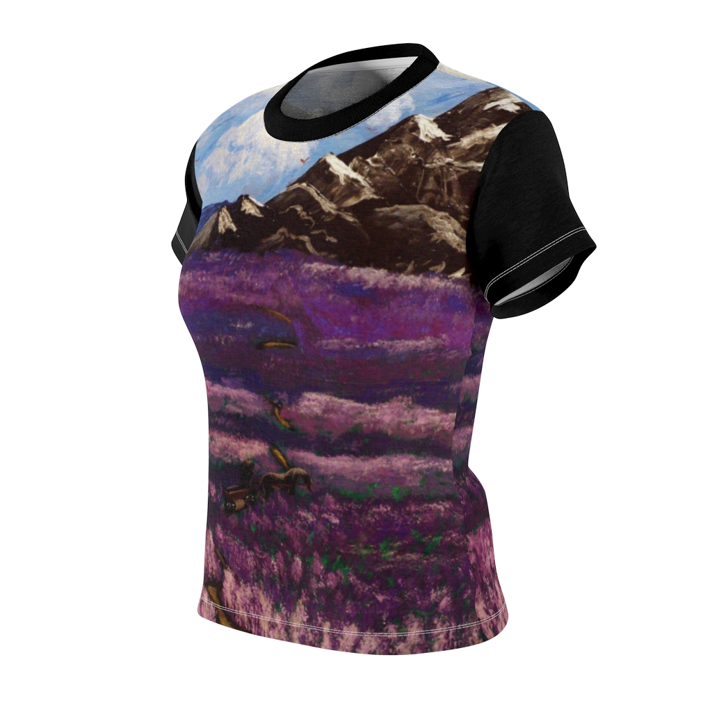 Women's AOP Cut & Sew Tee "Crossing the lavender valley" by Nadia Nevala - Image 10