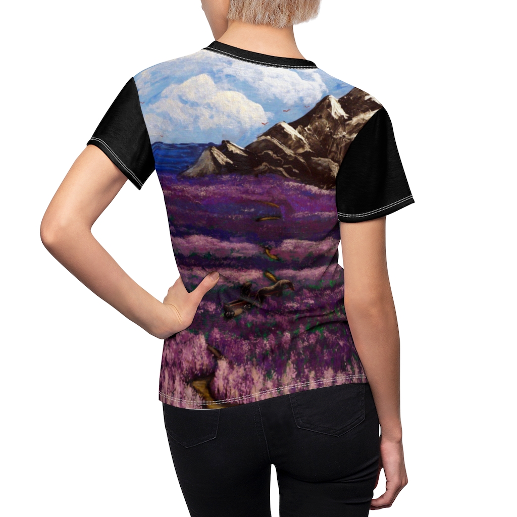 Women's AOP Cut & Sew Tee "Crossing the lavender valley" by Nadia Nevala - Image 13