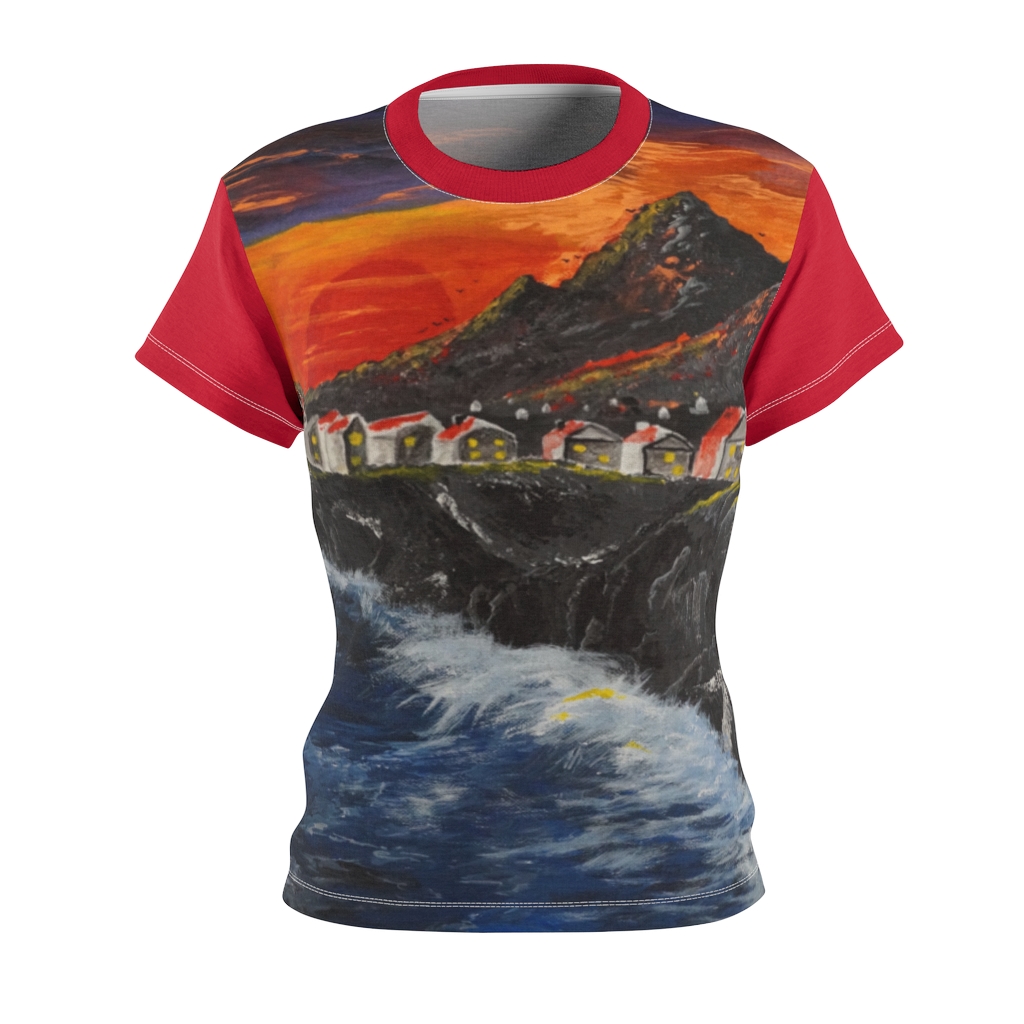 Copy of Women's AOP Cut & Sew Tee "Sunset Coast" by Nadia Nevala - Image 8