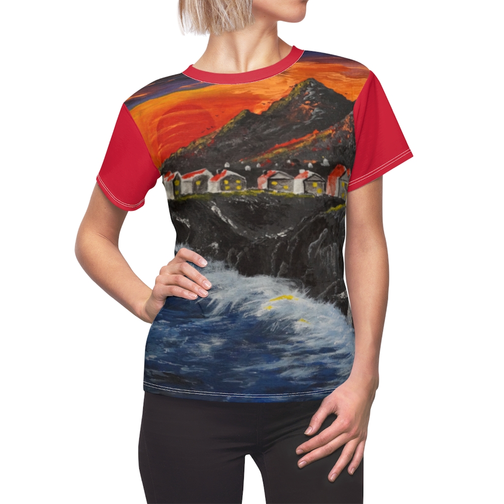 Copy of Women's AOP Cut & Sew Tee "Sunset Coast" by Nadia Nevala - Image 12