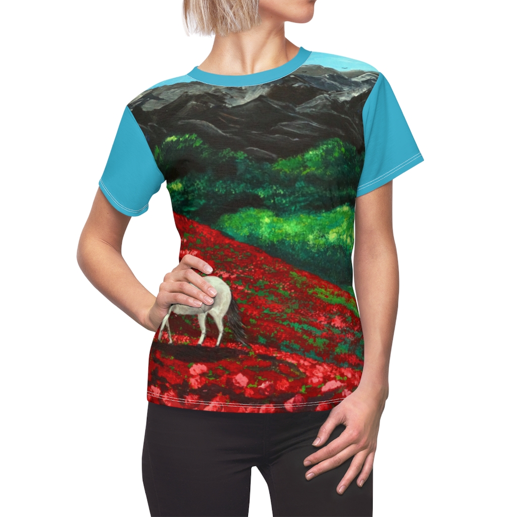 Women's AOP Cut & Sew Tee "Tulip field" by Nadia Nevala - Image 12