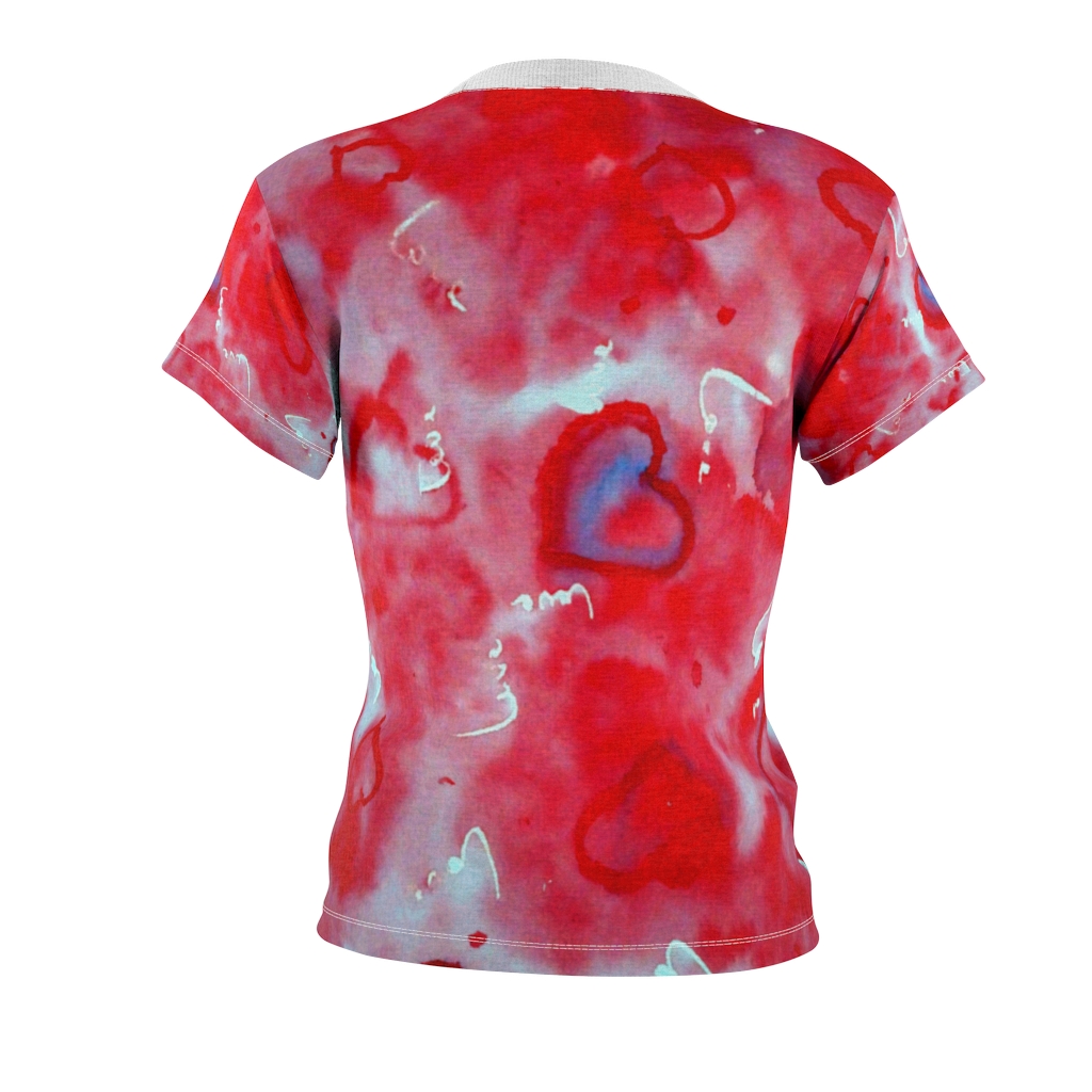 Women's AOP Cut & Sew Tee Pink pattern heart by Nadia Nevala - Image 3