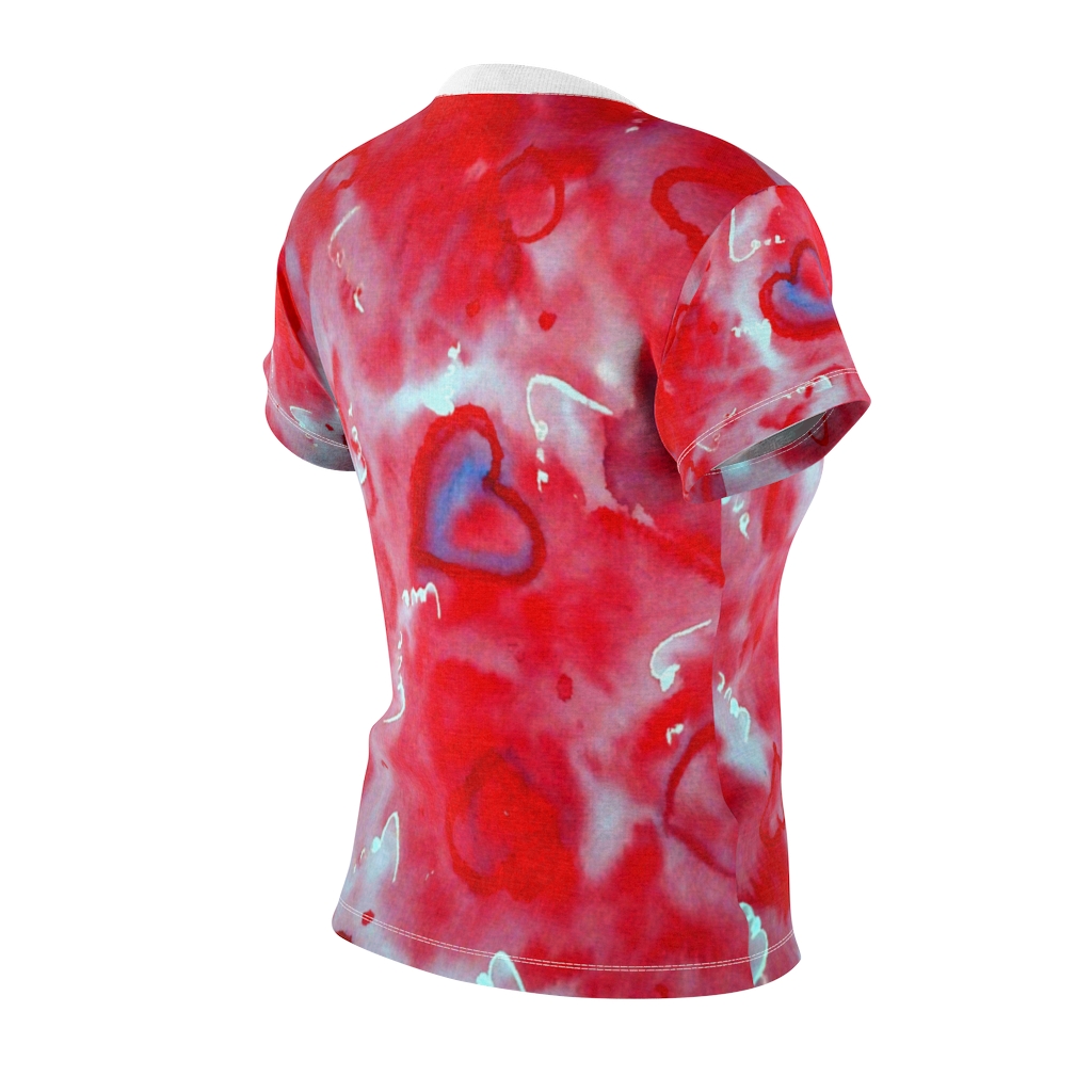 Women's AOP Cut & Sew Tee Pink pattern heart by Nadia Nevala - Image 5