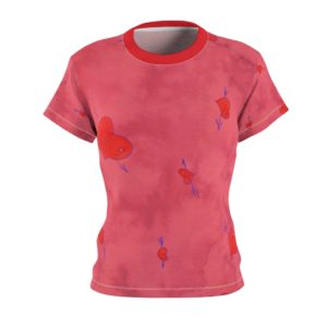 Women's AOP Cut & Sew Tee Pink pattern hearts with arrows by Nadia Nevala
