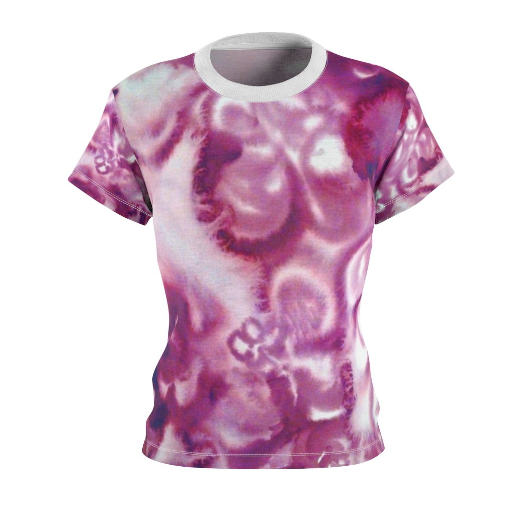 Women's AOP Cut & Sew Tee Pink washed pattern by Nadia Nevala - Image 8