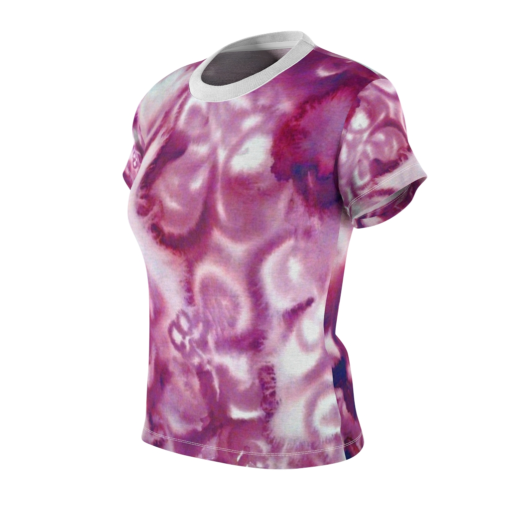 Women's AOP Cut & Sew Tee Pink washed pattern by Nadia Nevala - Image 10