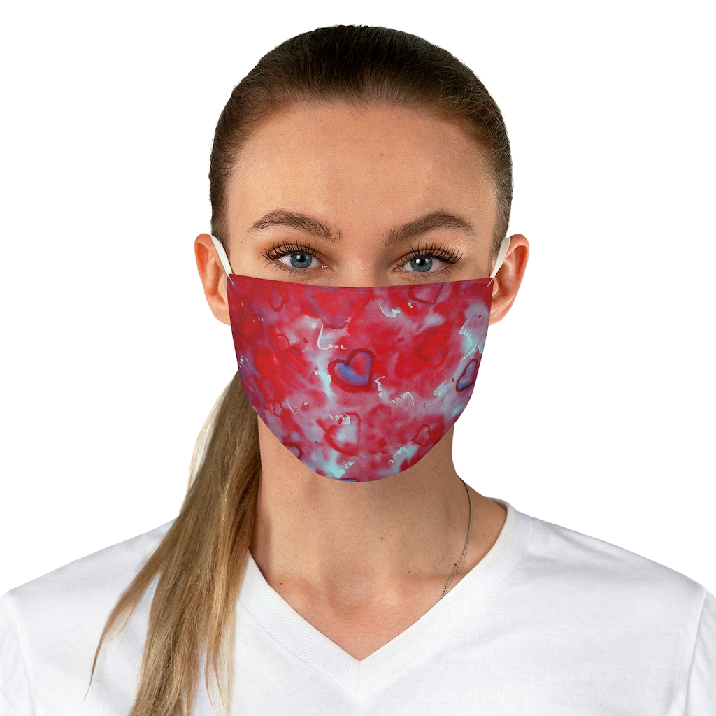 Fabric Face Mask Pink and Purple hearts - Image 3