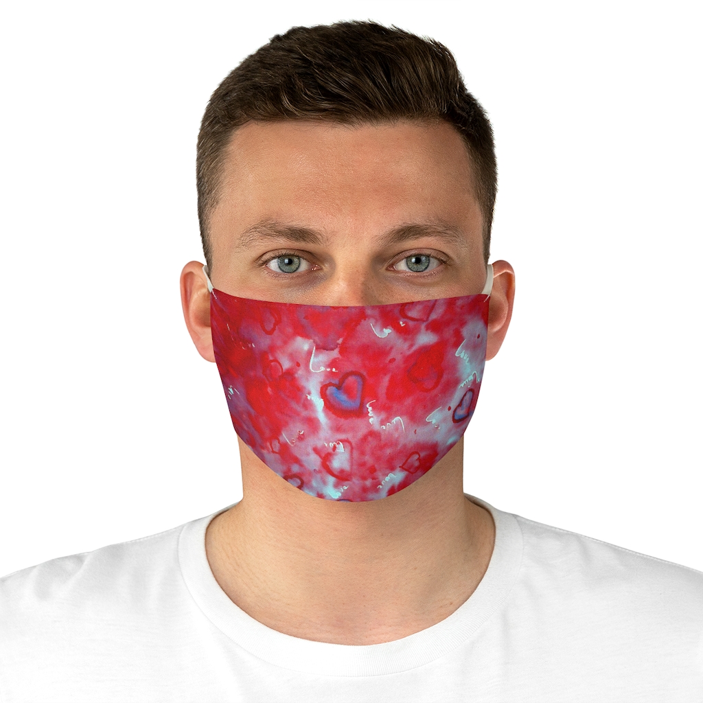 Fabric Face Mask Pink and Purple hearts - Image 4