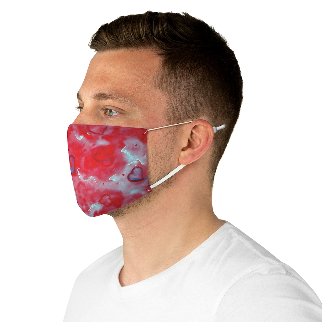 Fabric Face Mask Pink and Purple hearts - Image 5
