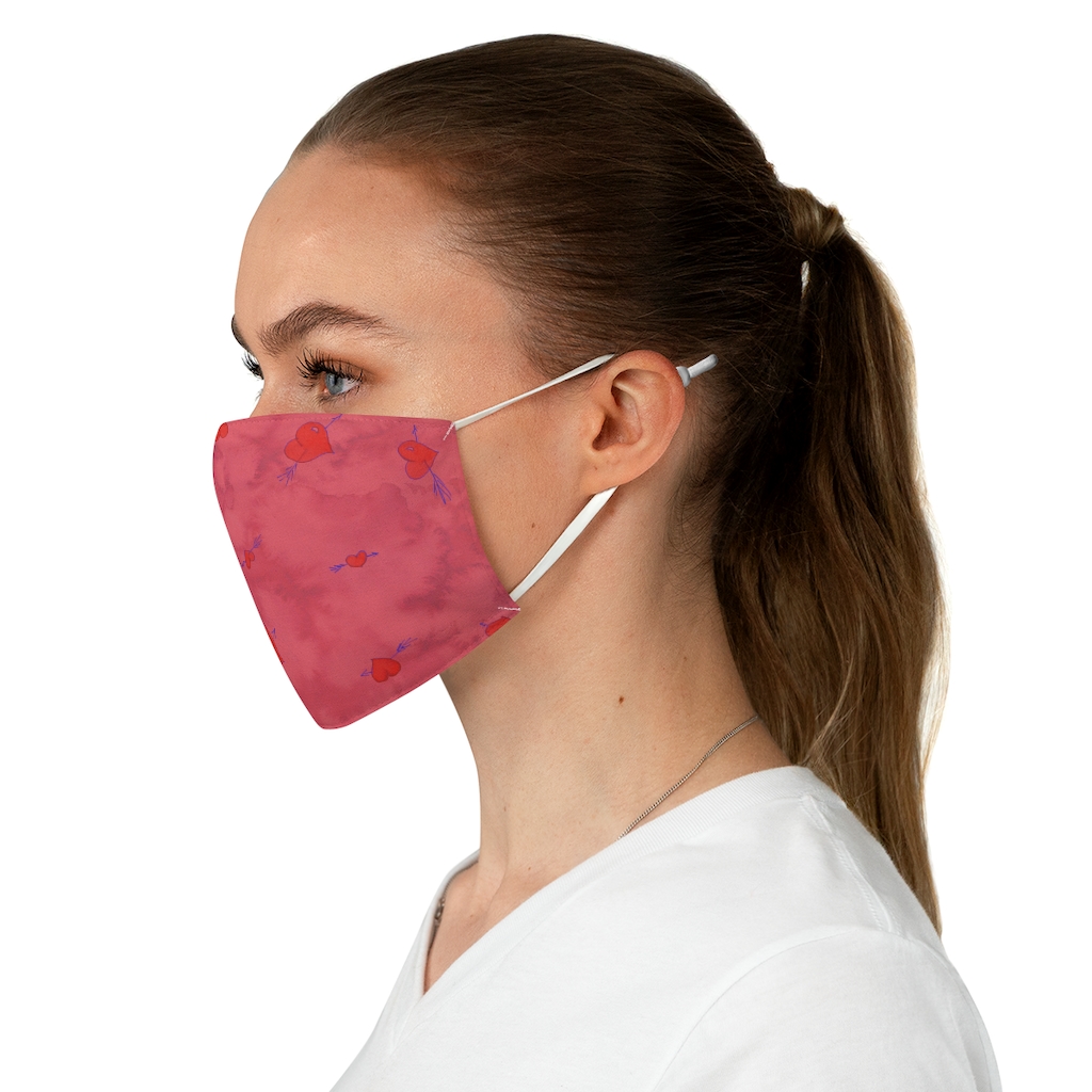 Fabric Face Mask Pink hearts and arrows by Nadia Nevala - Image 3