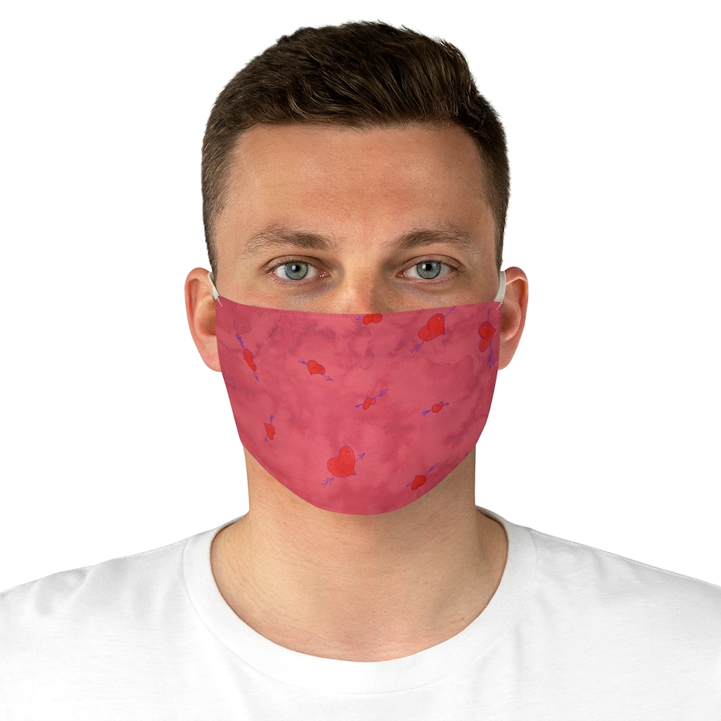 Fabric Face Mask Pink hearts and arrows by Nadia Nevala - Image 4