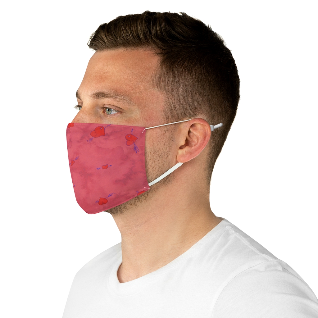 Fabric Face Mask Pink hearts and arrows by Nadia Nevala - Image 5