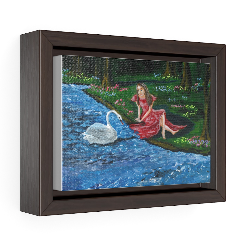 Girl and a Swan by Nadia Nevala- Horizontal Framed Premium Gallery Wrap Canvas - Image 4