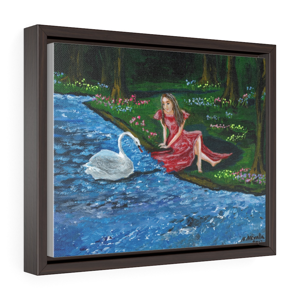 Girl and a Swan by Nadia Nevala- Horizontal Framed Premium Gallery Wrap Canvas - Image 5