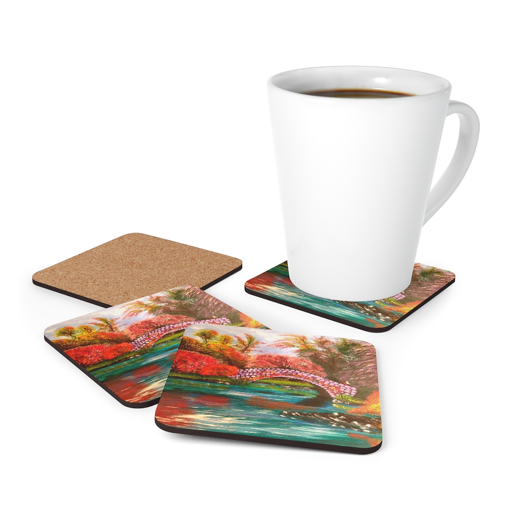 Fall in Central Park-Corkwood Coaster Set - Image 5