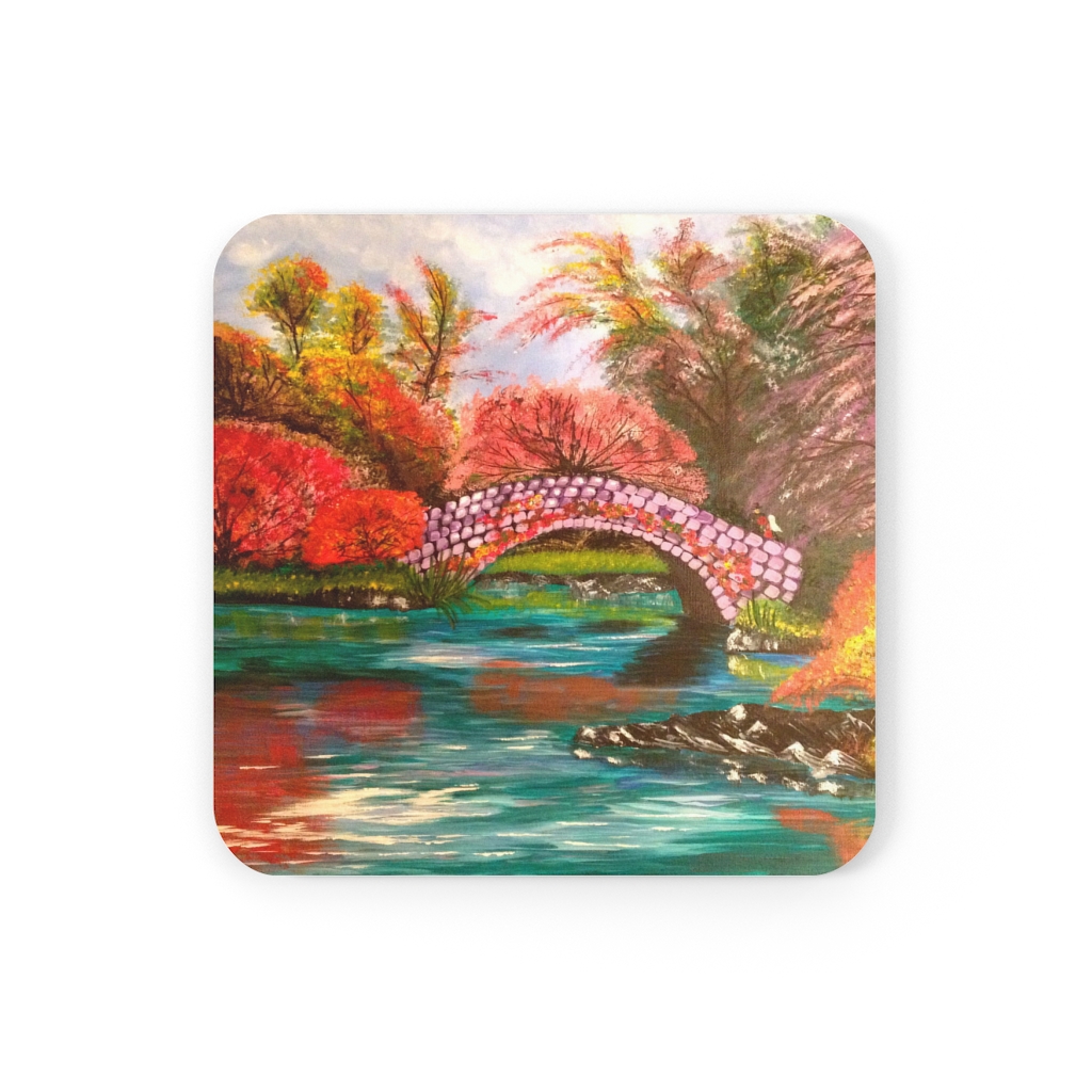 Fall in Central Park-Corkwood Coaster Set - Image 2