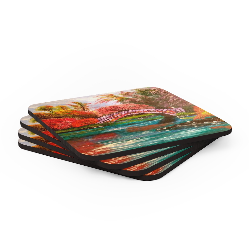 Fall in Central Park-Corkwood Coaster Set - Image 4