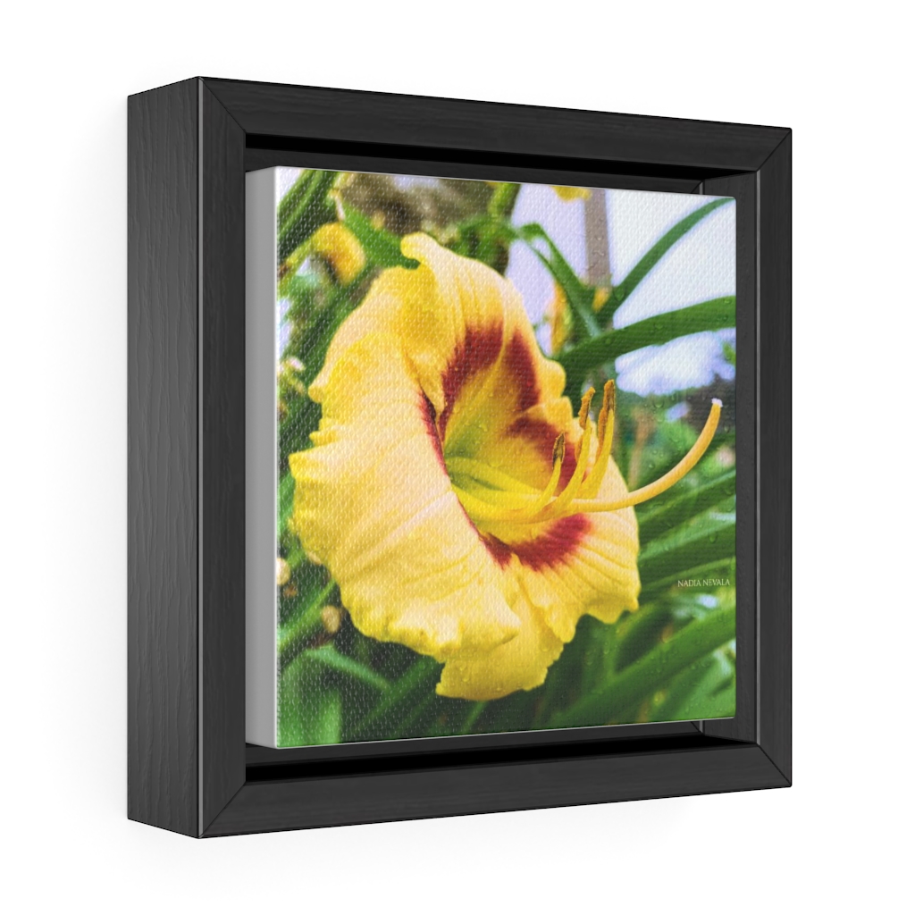 Yellow lily flower by Nadia Nevala Gallery Canvas Wrap, Square Frame - Image 2