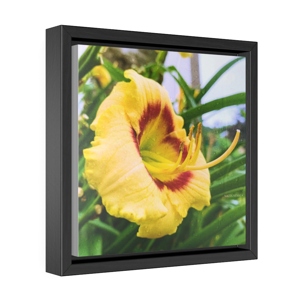 Yellow lily flower by Nadia Nevala Gallery Canvas Wrap, Square Frame - Image 3